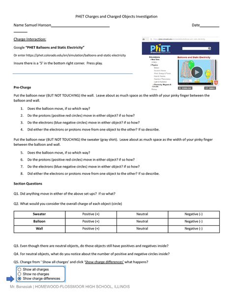 phet charges and charged objects investigation